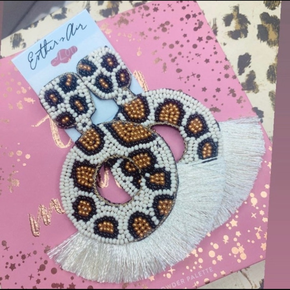 Country Chic Felt Back leopard print Tassel Lightweight Earring